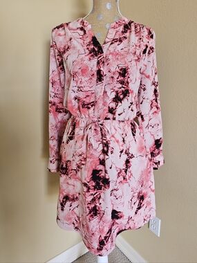 Pink Tie Dye Long Sleeve Dress Medium Apt. 9